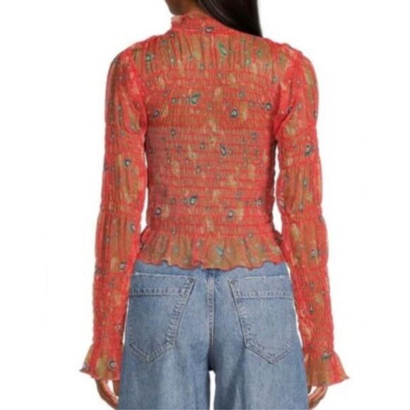 Free People Hello There Floral Semi-Sheer Blouse - Picture 2 of 8